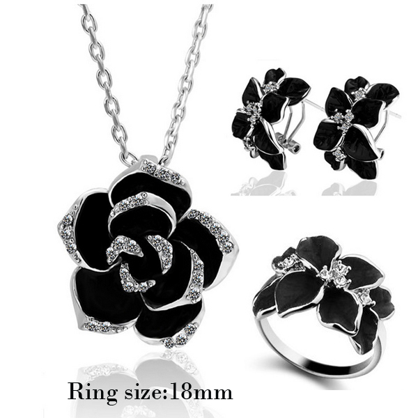 Silver / Black / Pendant, Earrings, Ring