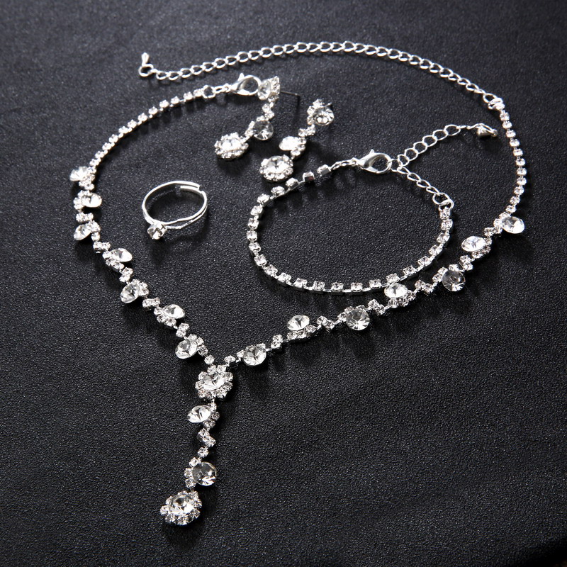 Silver Crystal Wedding Jewelry Set