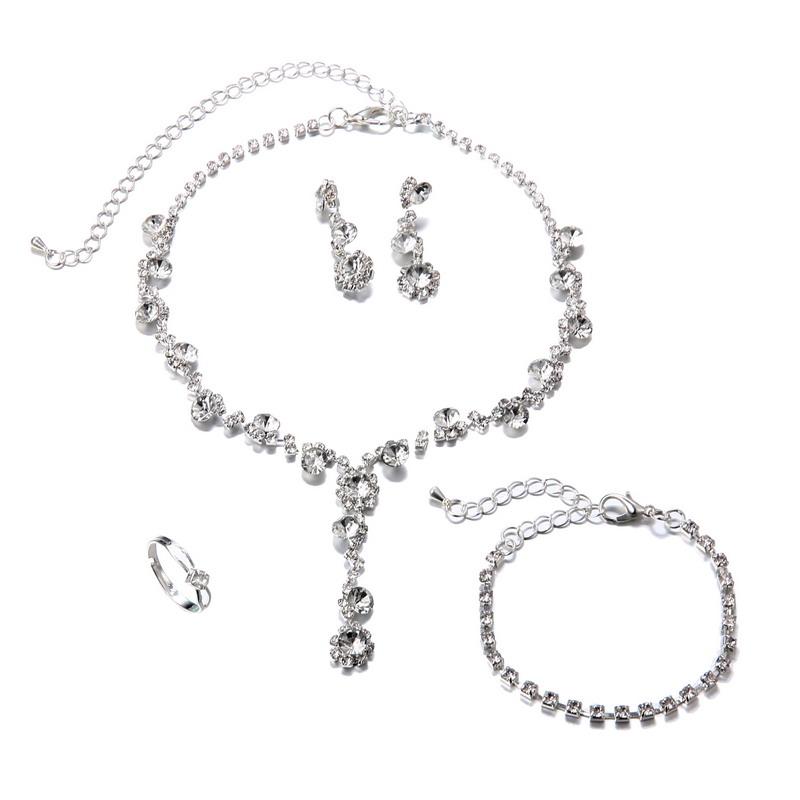 Silver Crystal Wedding Jewelry Set